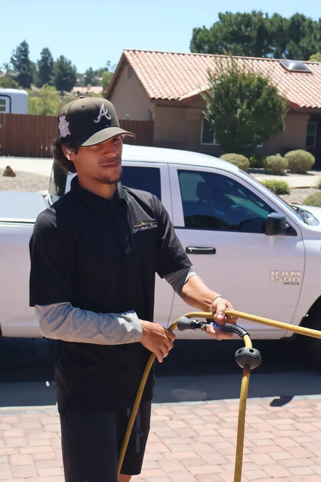 Joji's Mobile Detailing technician on the job in Alpine, CA, Joji's Mobile Detailing
